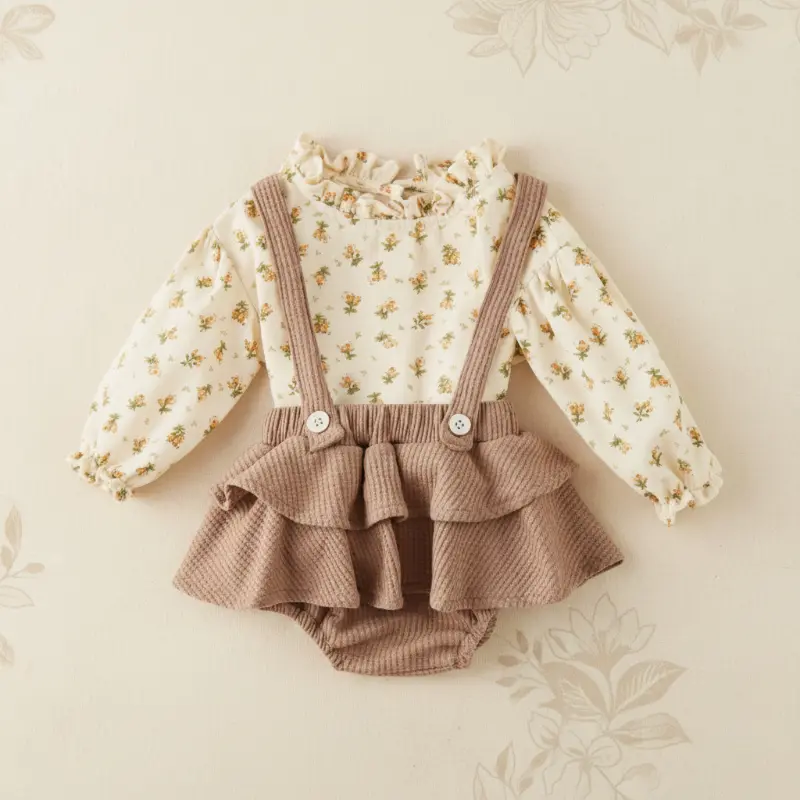 SweetPea – Baby Meisjes Outfit Met Ruffle En Bloemenprint