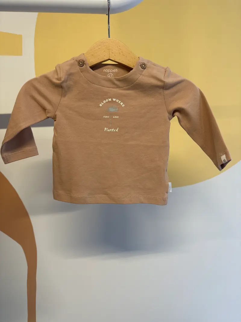 T-shirt roze met tekst Noppies (biologisch katoen)