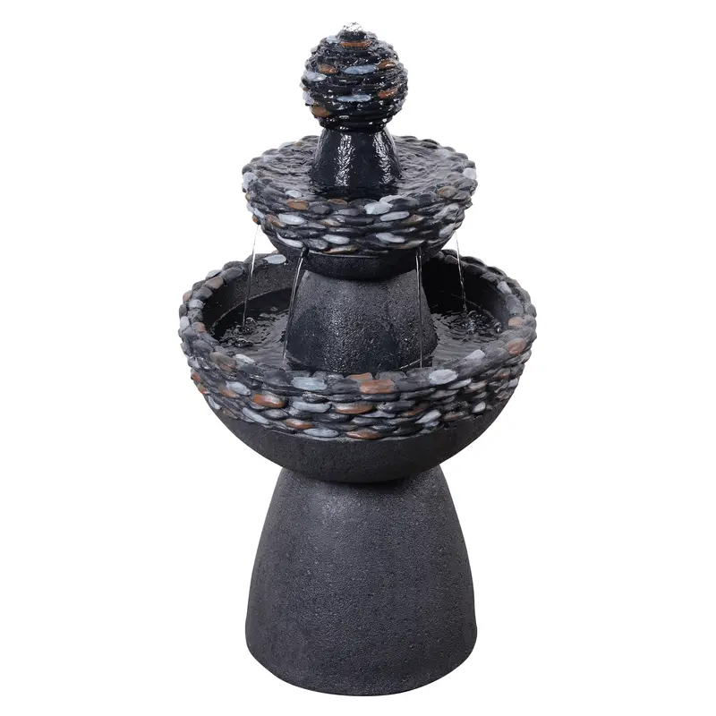 Teamson Home 3-Tier Zen-Style Outdoor Water Fountain with Realistic Stone Finish