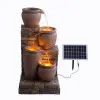 Teamson Home 30.71" 4-Tier Outdoor Water Fountain with LED Lights, Terracotta