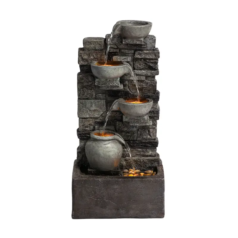 Teamson Home 72.3 cm Outdoor 4-Tier Cascading Water Fountain with LED Lights