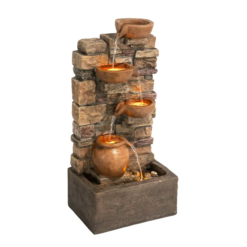 Teamson Home 72.3 cm Outdoor 4-Tier Cascading Water Fountain with LED Lights