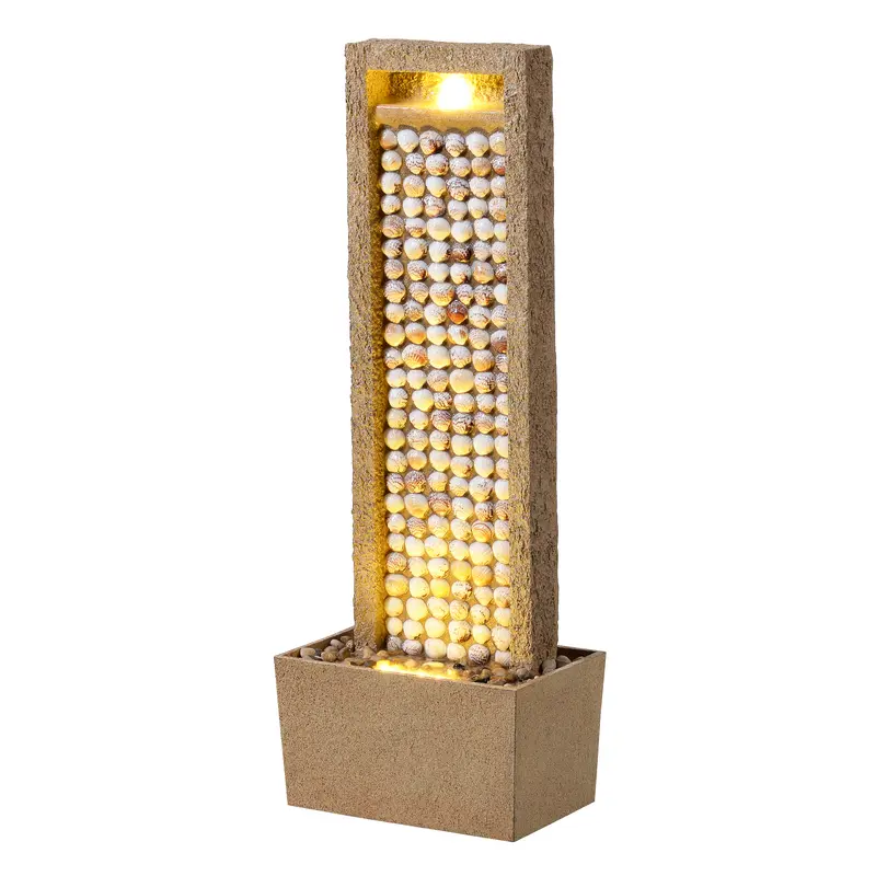 Teamson Home Coastal Seashells Design Outdoor Water Fountain with Warm Light