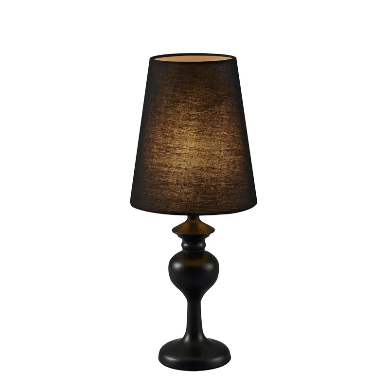 Teamson Home Colton Modern Side Reading Table Lamp Small Standing Light with Black Shade Finish
