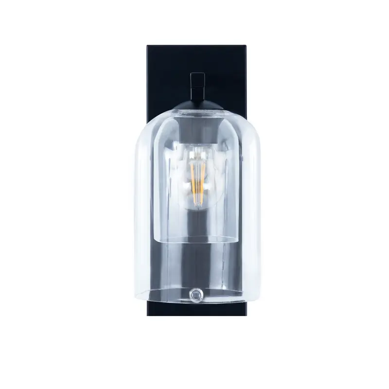 Teamson Home Dimmable Wall Light with Touch Sensor, Wall Sconce with Bell Glass Shade, Lighting Fixture for Living Room or Bedroom, Black