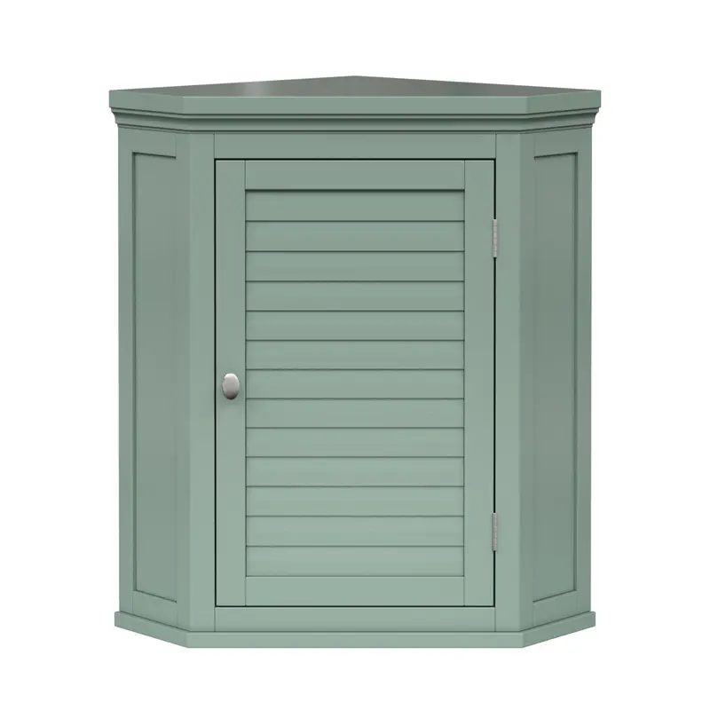 Teamson Home Glancy Two-Door Removable Corner Wall Cabinet, Sage Green