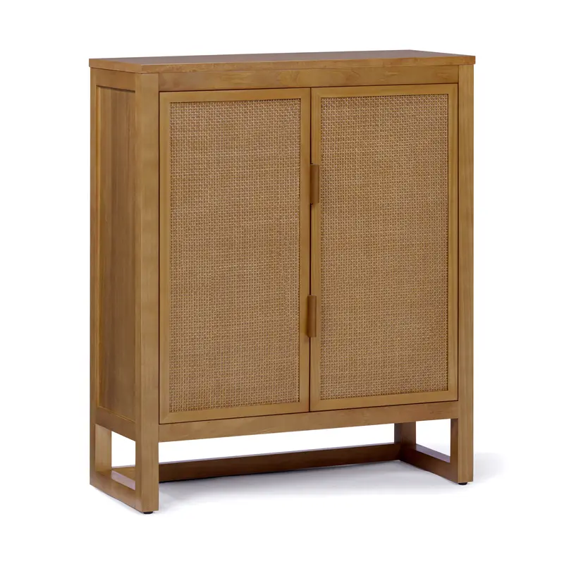 Teamson Home Hatteras Accent Cabinet 2 Rattan Doors Adjustable Shelves, Natural