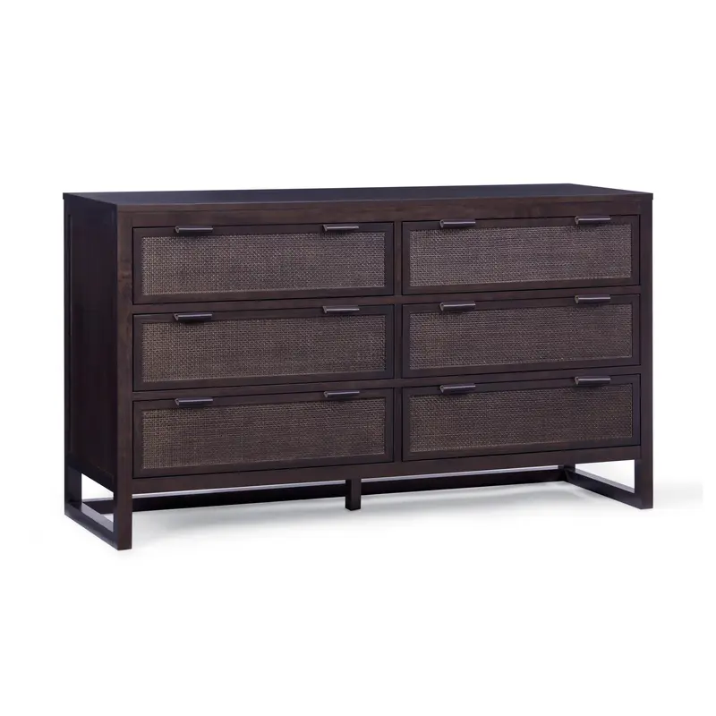 Teamson Home Hatteras Mocha Wood Bedroom Dresser 140 cm wide with 6 Drawers, Espresso