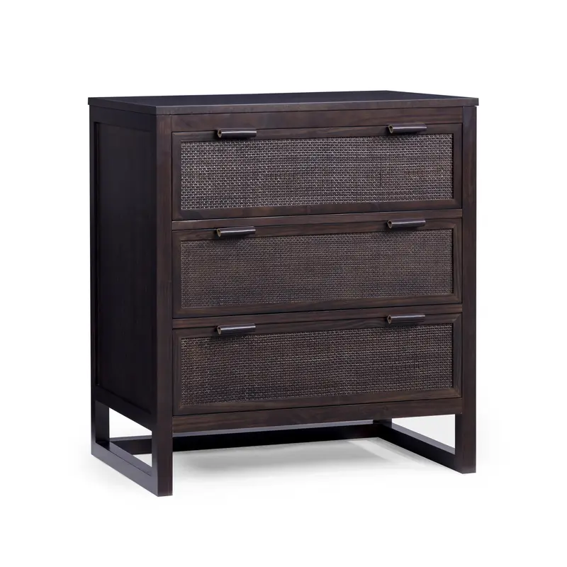 Teamson Home Hatteras Wood Dresser 76cm wide 3 Rattan Drawers, Espresso