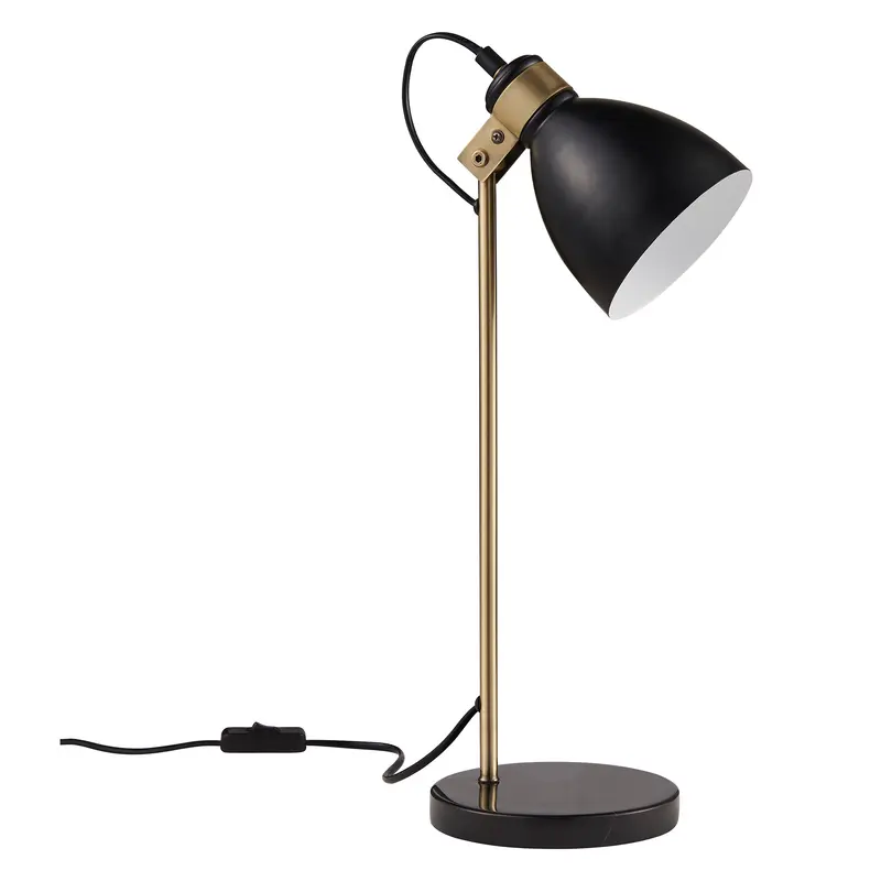 Teamson Home Quincy Small Standing Table Desk Lamp, Modern Lighting in Black