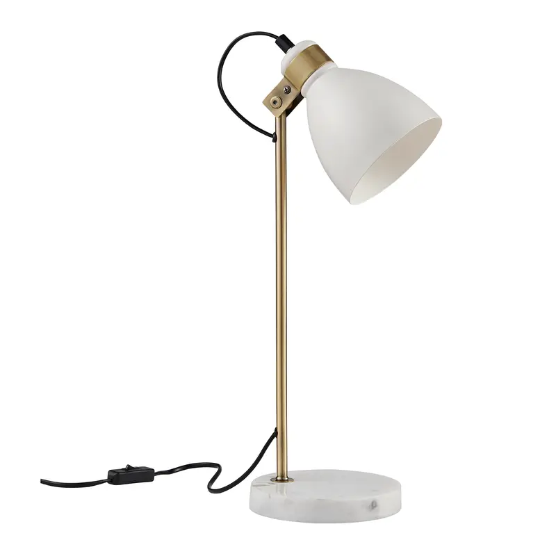 Teamson Home Quincy Small Standing Table Desk Lamp, Modern Lighting in White