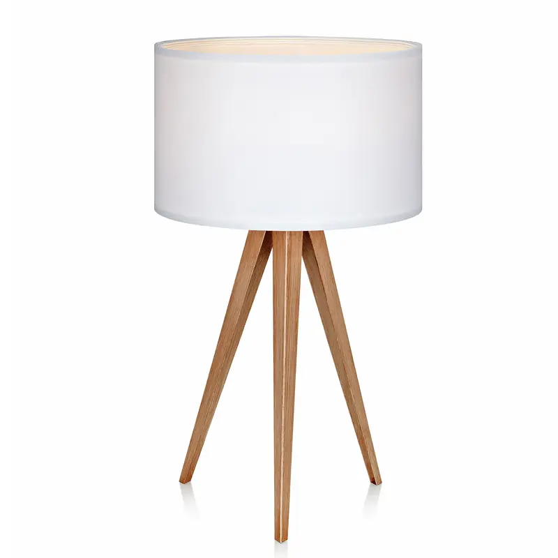 Teamson Home Romanza Tripod Bedside Table Lamp, Short Standing Light, Modern Lighting in White