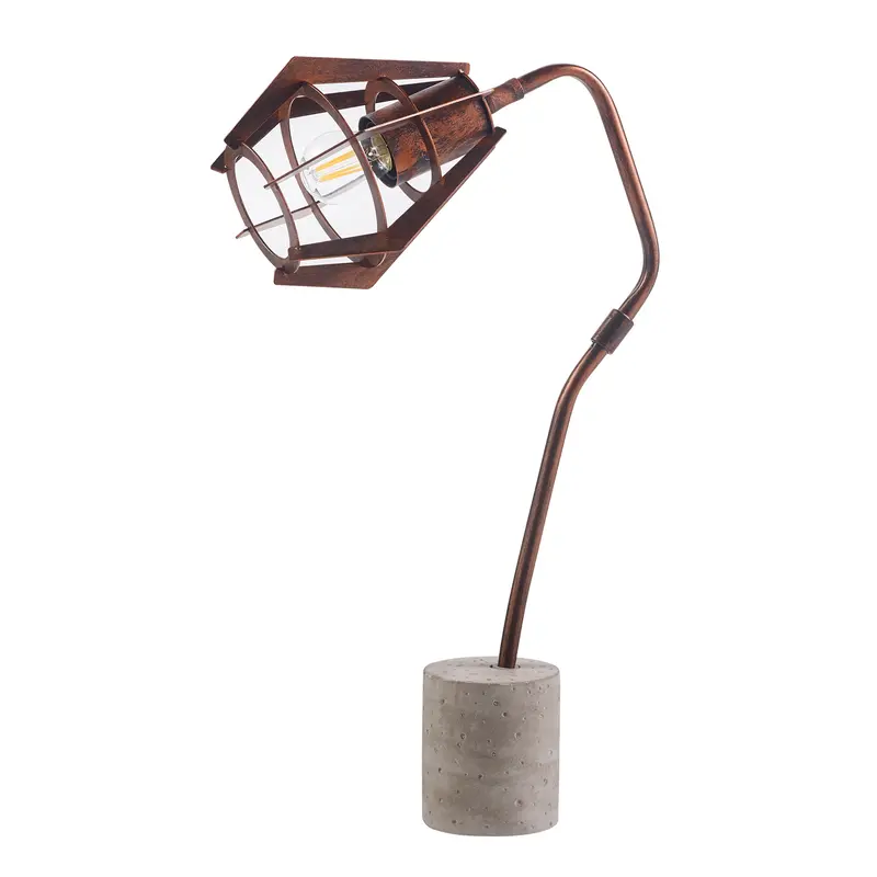 Teamson Home Rustica Monopod Standard Task Table Lamp with Bronze Shade, Reading Spot Light