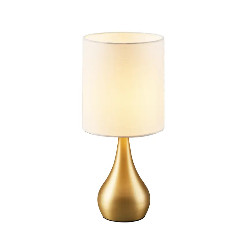 Teamson Home Sarah Small Reading Table Lamp with Touch Control Sensor in White/Brass