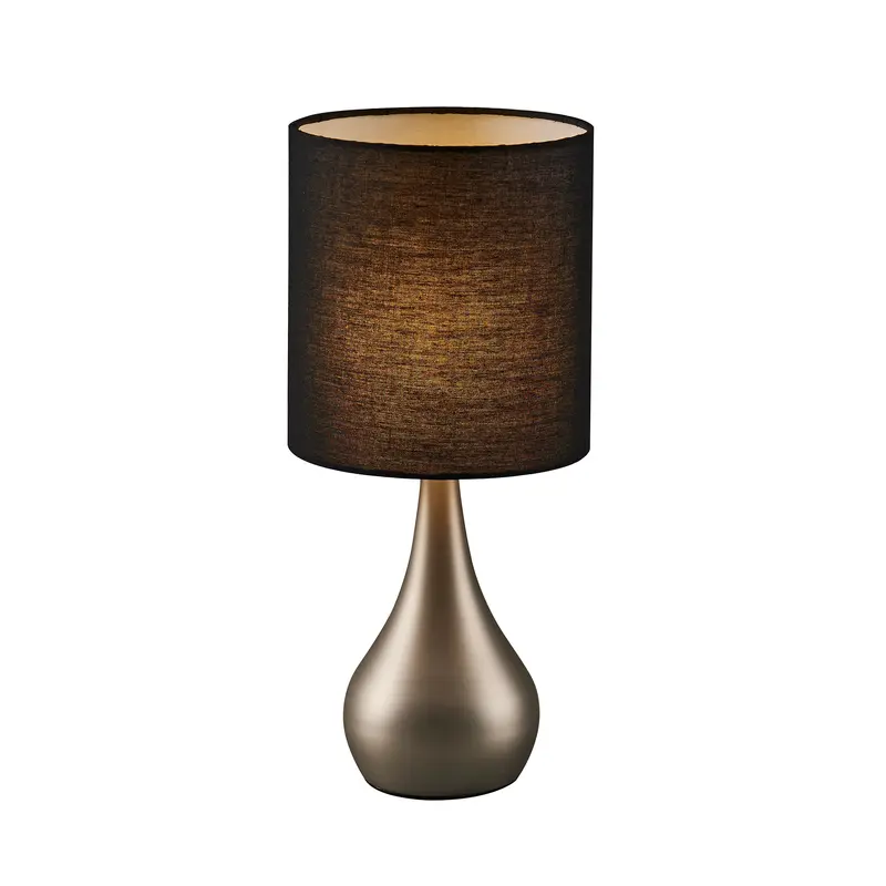Teamson Home Sarah Table Lamp with Touch Control, Bedside Light with Tap Sensor in Black
