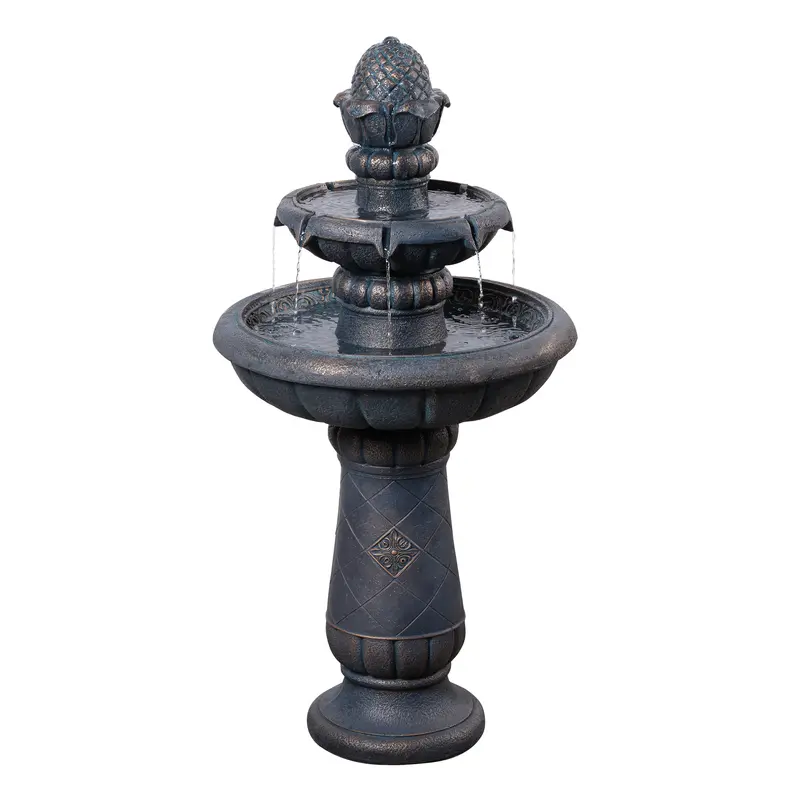 Teamson Home Two-Tier Birdbath Tradtional Outdoor Garden Fountain 99cm tall Antique Copper