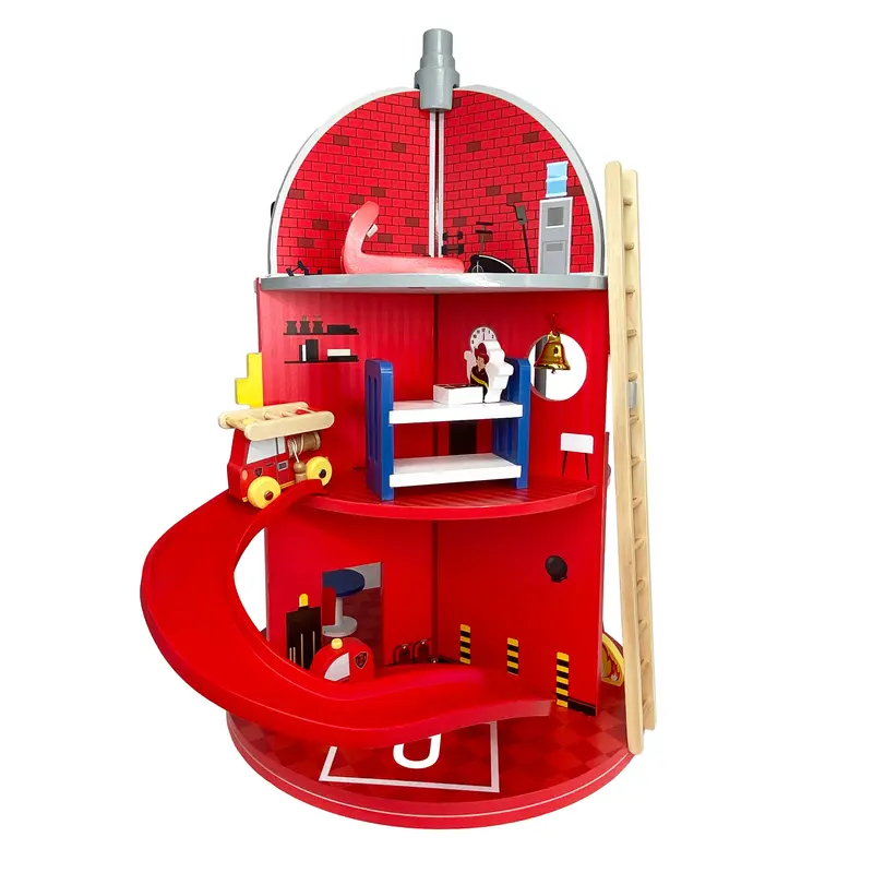 Teamson Kids 3-Story Fire Station Playset with 25 Figurines and Furnishings