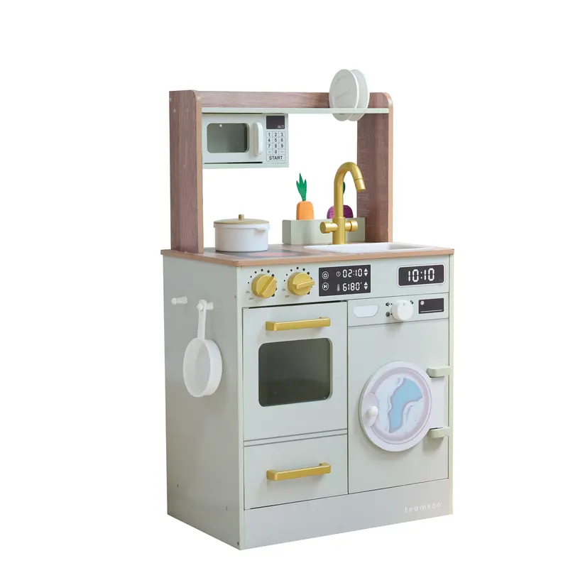Teamson Kids Little Chef Lake Tahoe Wooden Play Kitchen - Washer & Mini Garden