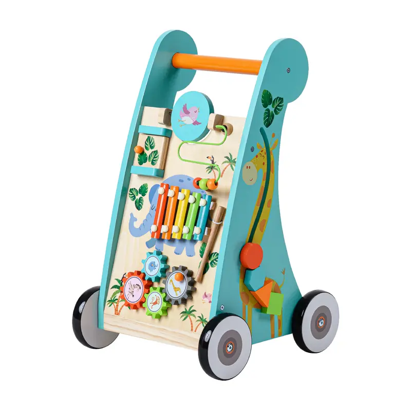 Teamson Kids Preschool Educational Wooden Activity Centre, Baby Walker, Push Along with Xylophone