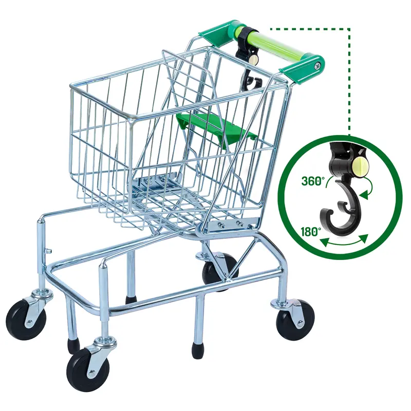 Teamson Kids Role Play Supermarket Happy Shopping Cart Toy, Pretend Play Shop Accessories