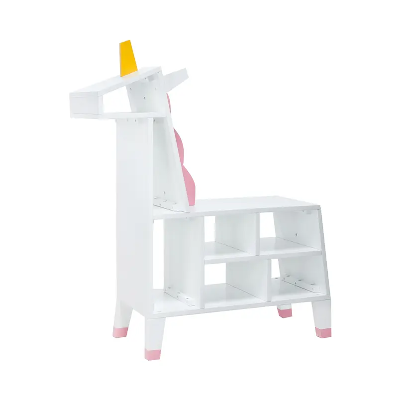 Teamson Kids Unicorn Wooden Bookcase, 8 Space Bookshelf, Book Tidy, Cube Toy Storage Organiser