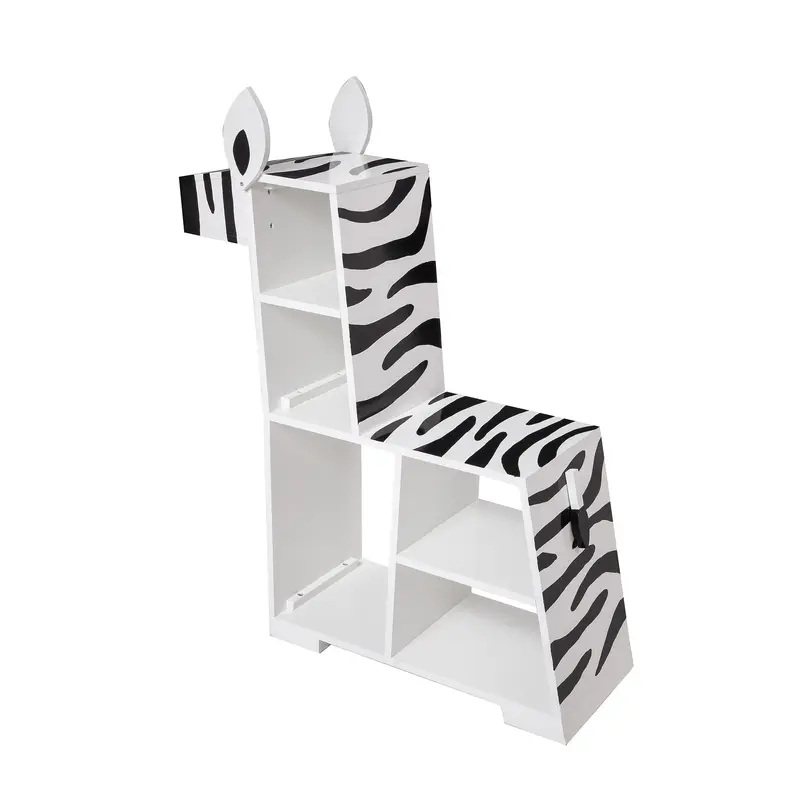 Teamson Kids Zebra Wooden Bookcase, 8 Space Bookshelf, Book Tidy, Cube Toy Storage Organiser