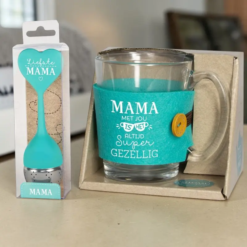 Theeglas + Theezeef – Mama – Set van 2