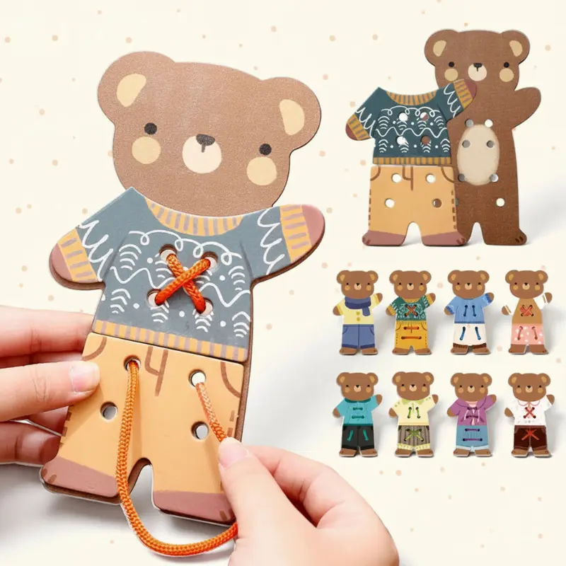 ThreadBear – Schattig & Educatief – Montessori Rijg Speelgoed Beer