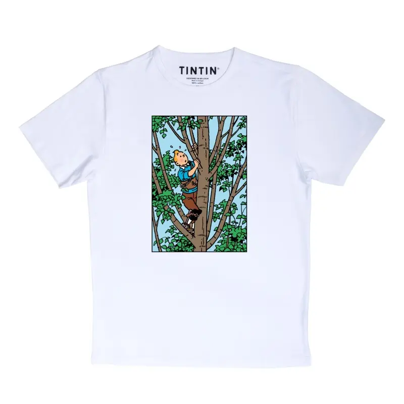 Tintin Climbing T-Shirt – White Graphic T-Shirt
