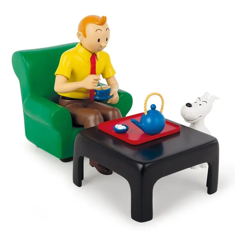 Tintin having tea - The Blue Lotus (47002) 18 cm Limited edition