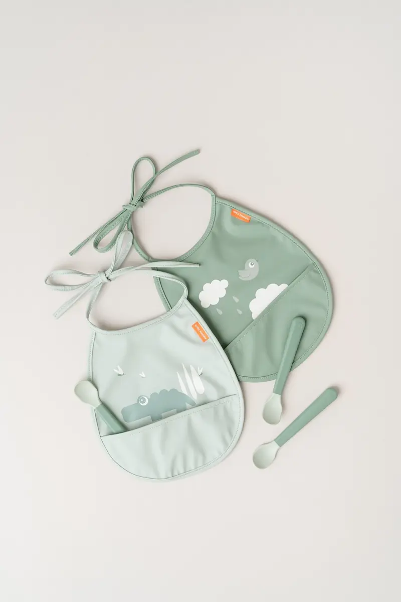 Tiny pocket bib 2-pack | Croco - Green