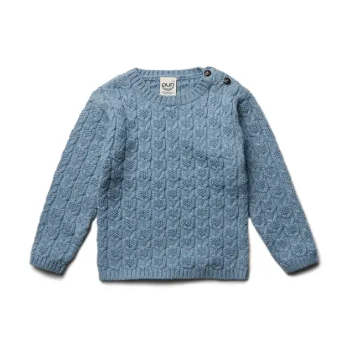 Trui gebreid - katoen/wol - smokey blue
