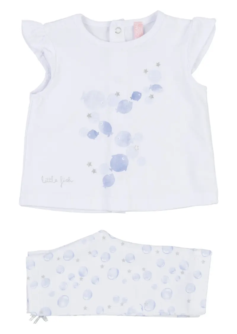 Tweedelige set, top en broek - bubbels & visjes - Losan