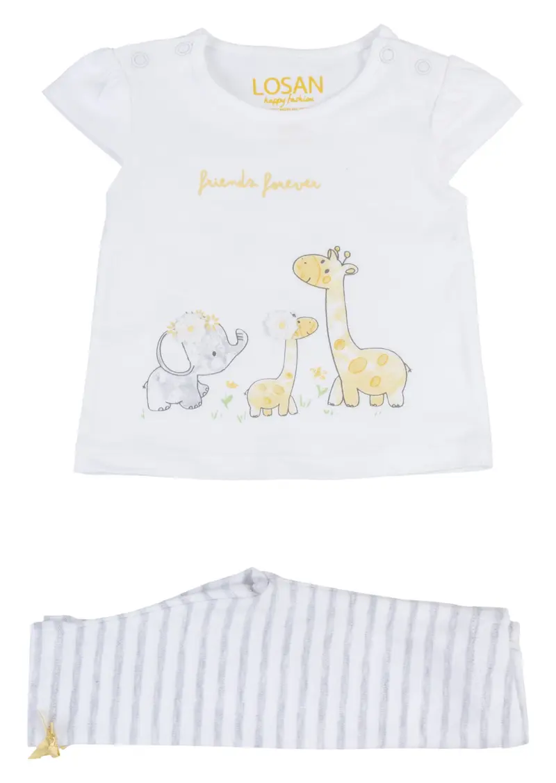 Tweedelige set, top en broek - giraf & olifant - Losan