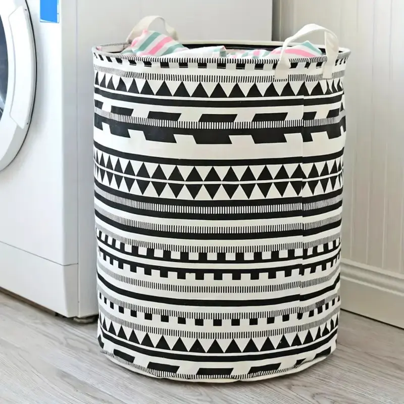 Vexa Wasmand - Opvouwbaar, Tribaal Zwart-Wit Geometrisch Patroon