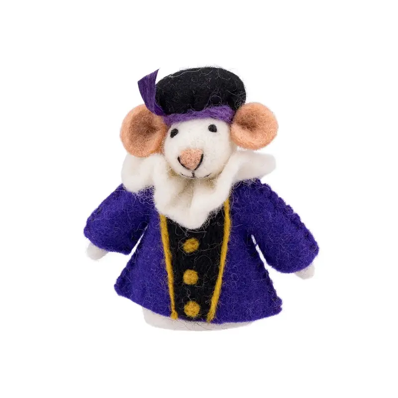 Vingerpopje Muis van wolvilt - Pietermuis Paars