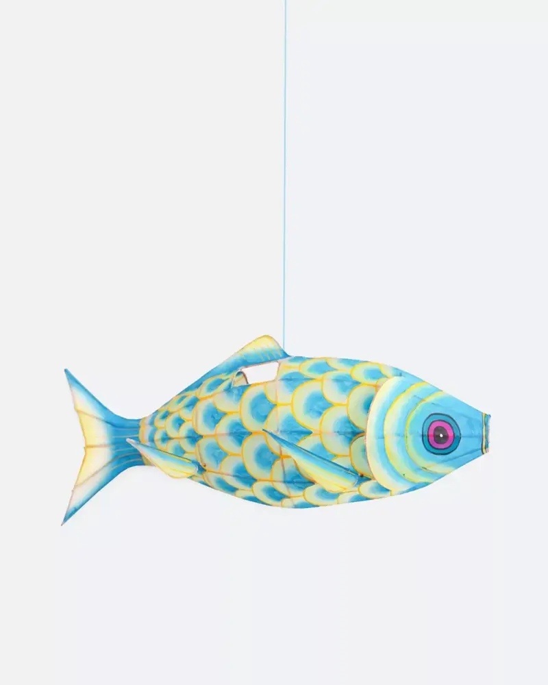 Vissen Lamp Blauw Bamboe en Zijde Petit Pan