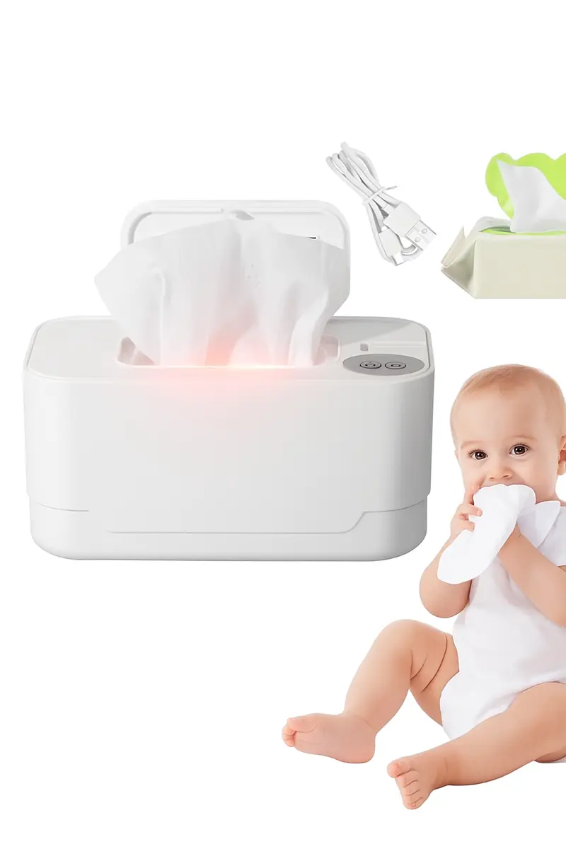 WarmDoek™ – Draagbare Babydoekjesverwarmer met LED-Display – USB Verwarming voor Zachte Verzorging