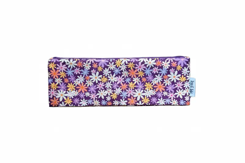 Wasbaar tandenborstelzakje | Bloemen Paars | 10x30cm