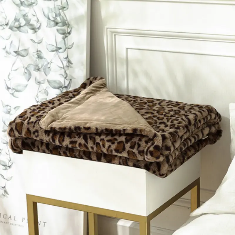 Wilde Plaid - Warme Fleece Deken met Luipaardprint, Zacht Imitatiekonijnbont