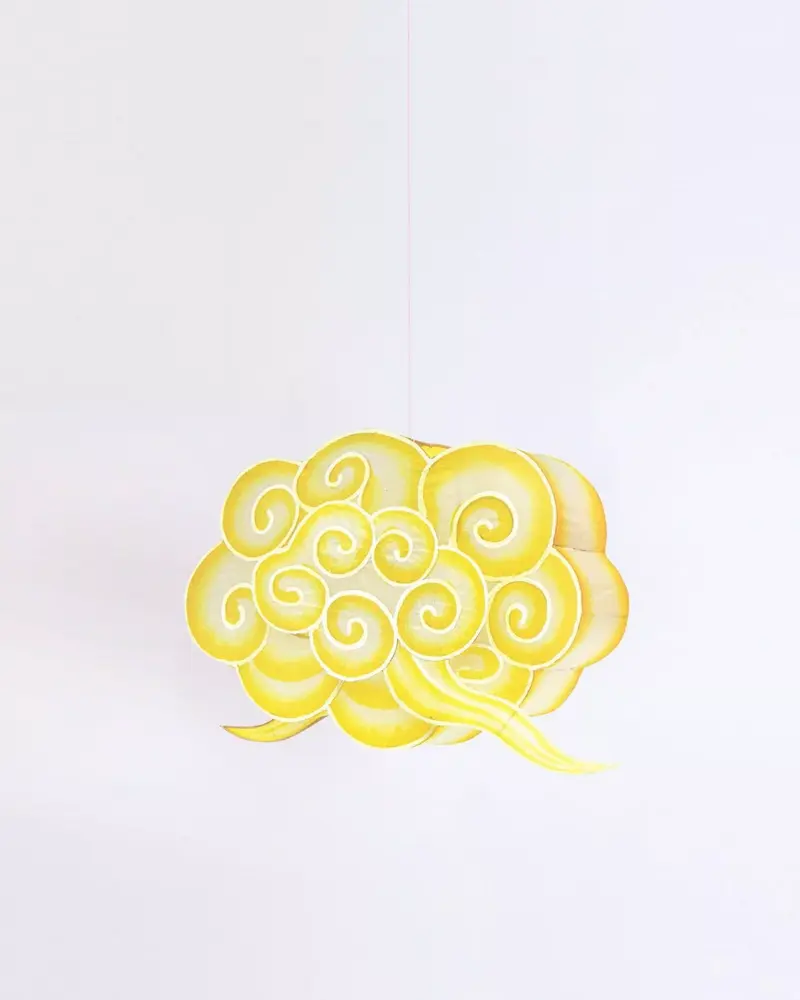 Wolken Lamp Geel van Bamboe en Zijde Petit Pan