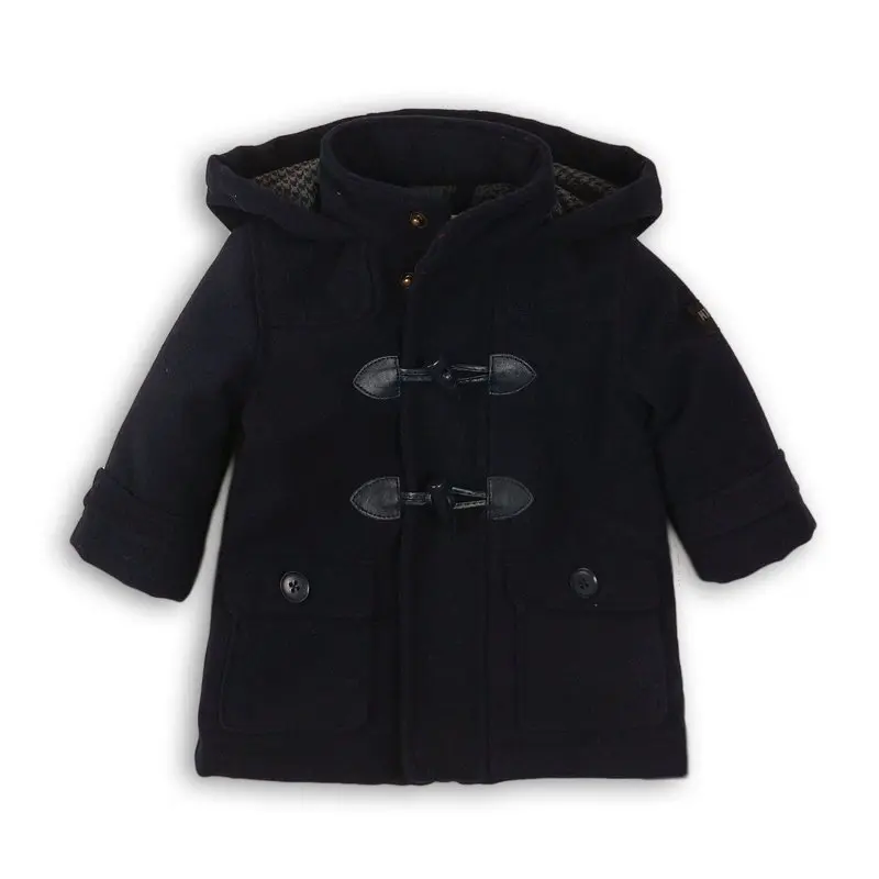 Wollen Duffle jas, donkerblauw met zakken - Minoti