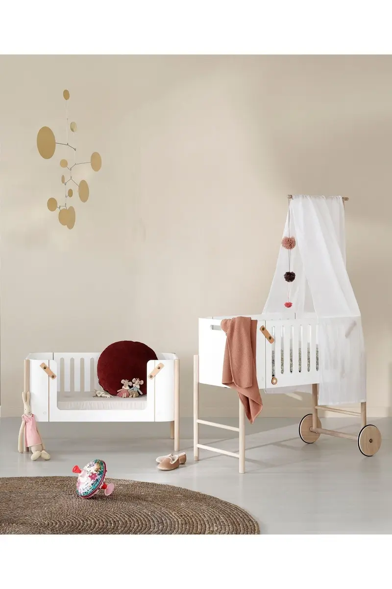 Wood Co-sleeper bed canopy, white