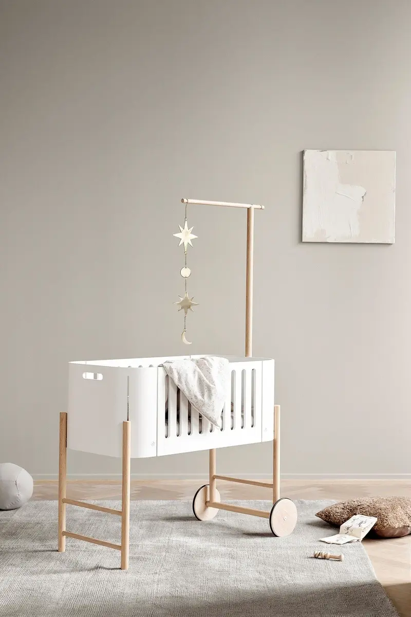 Wood Co-sleeper incl. bench conversion, 42x82 cm, white/oak