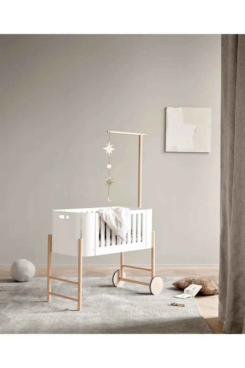 Wood Holder for co-sleeper bed canopy & mobile, oak