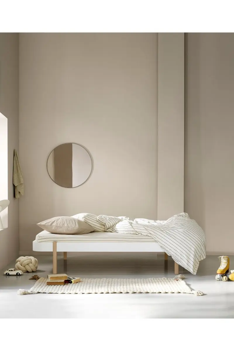 Wood Lounger bed, 120x200 cm, white/oak