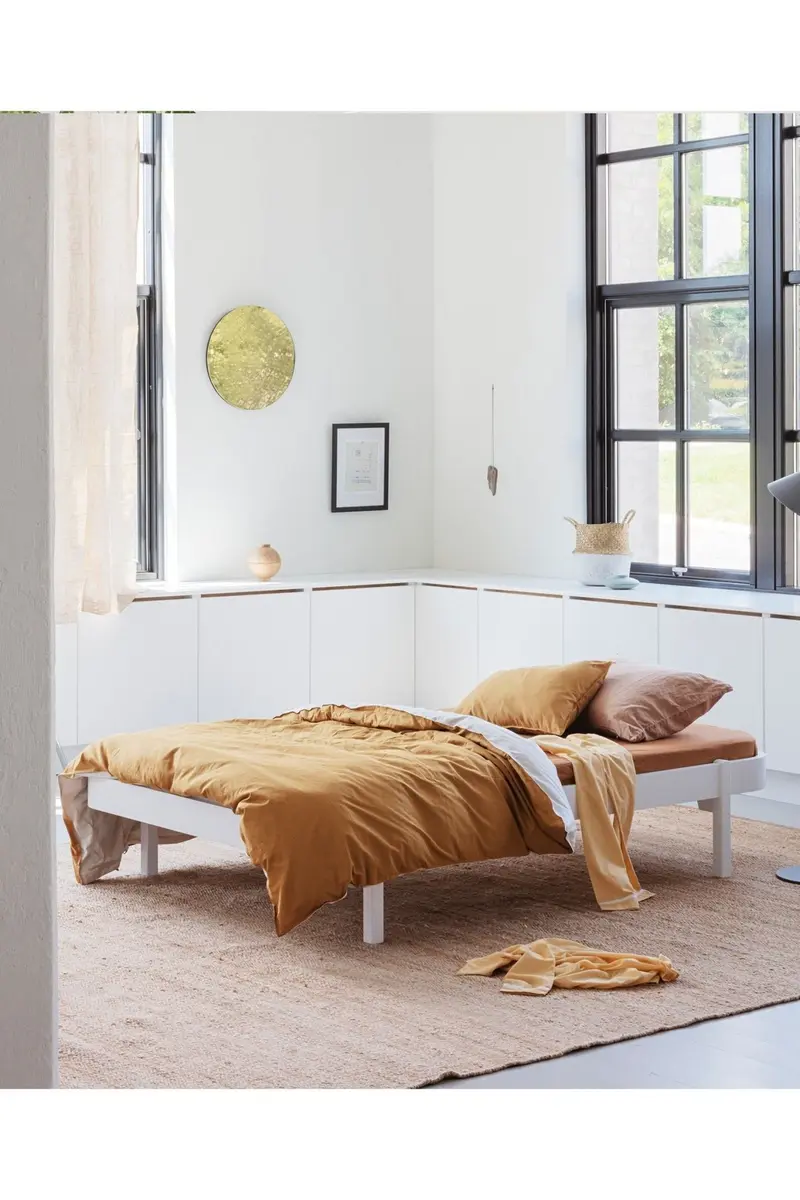 Wood Lounger bed, 120x200 cm, white