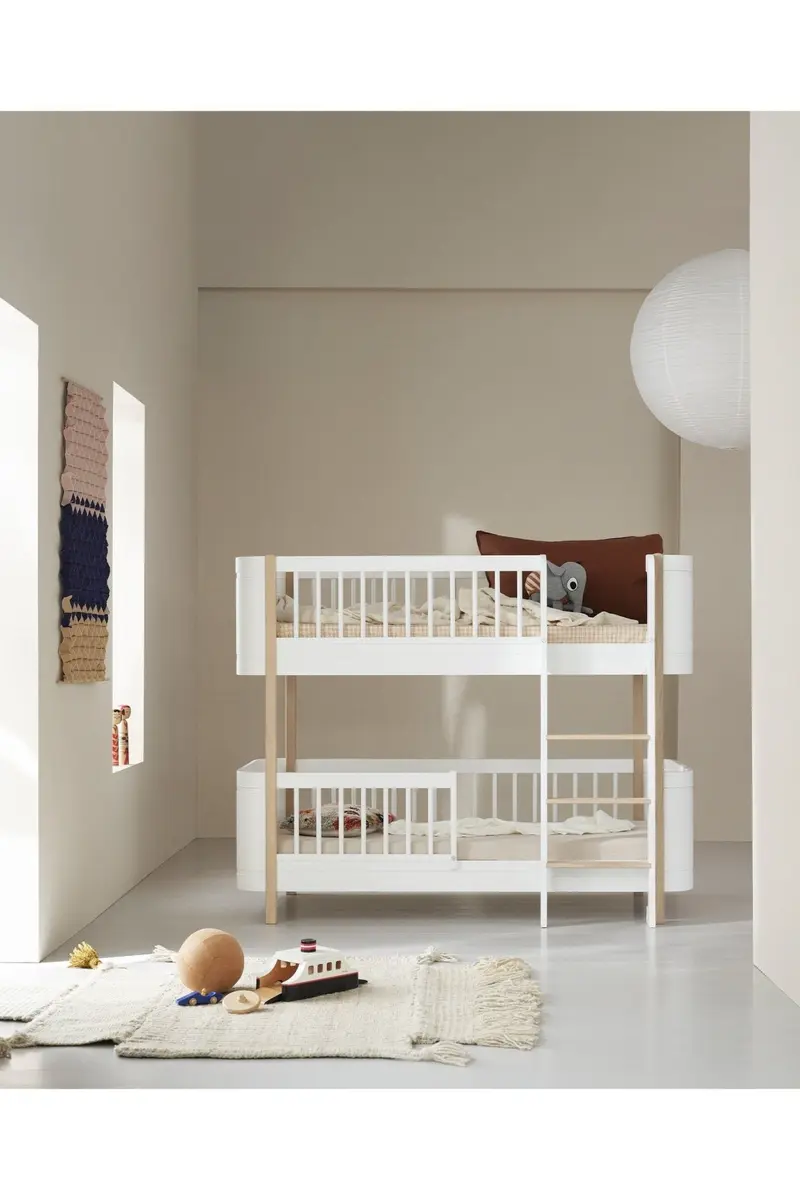 Wood Mini+ low bunk bed, 68x162cm, white/oak