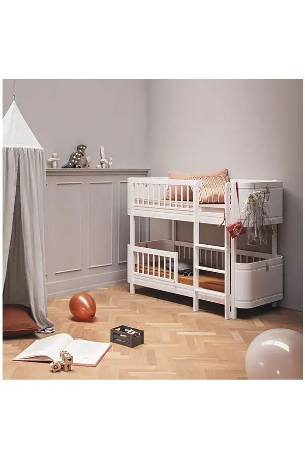 Wood Mini+ low bunk bed, 68x162cm, white