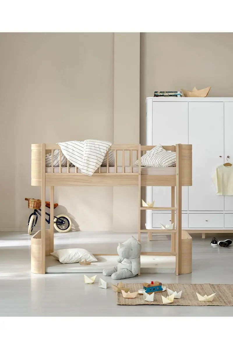 Wood Mini+ low loft bed, 68x162 cm, oak - new